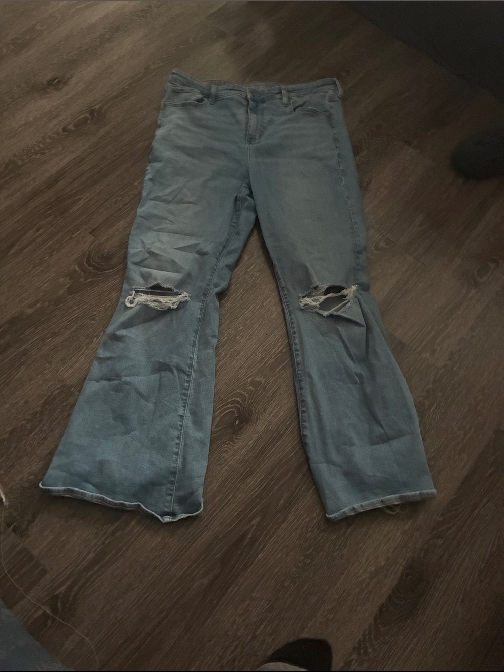 American Eagle Outfitters Light Blue Ripped Flare Jeans